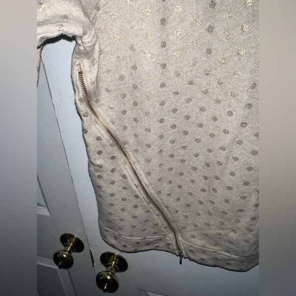 The Limited Cream Polka Dot Zipper Accent Crew Neck Sweatshirt Size Large - Picture 4 of 5